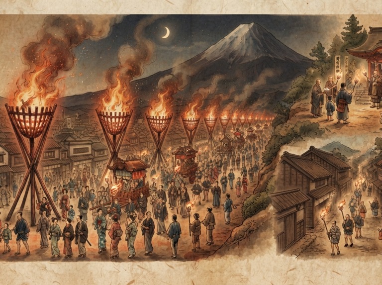 吉田の火祭り_歴史絵巻風