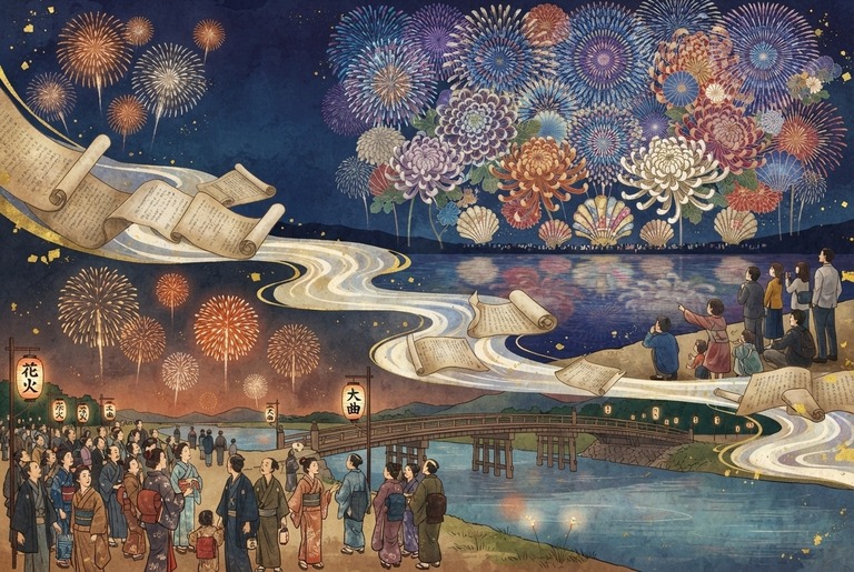 大曲の花火の歴史のイラスト