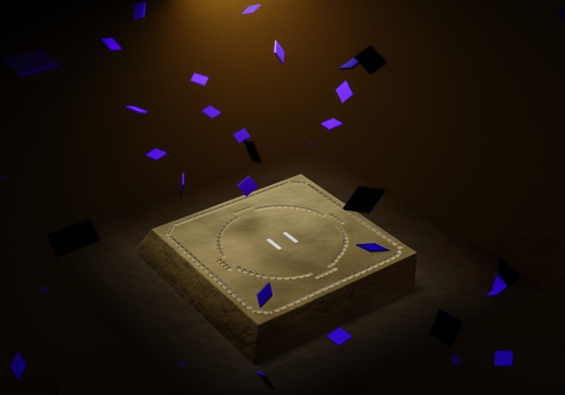 相撲の土俵に座布団が飛ぶ