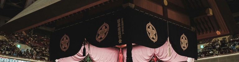 相撲の吊り屋根の水引幕